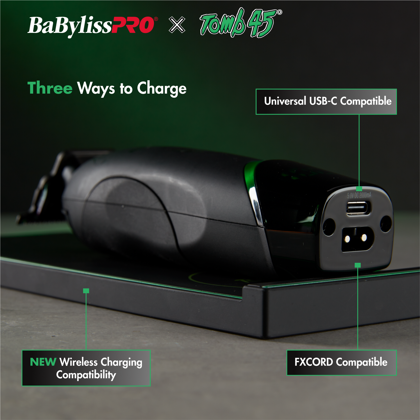 BaBylissPRO x Tomb45 Wireless-Charging Trimmer – DS1 Dual-Speed, Reversed Blade