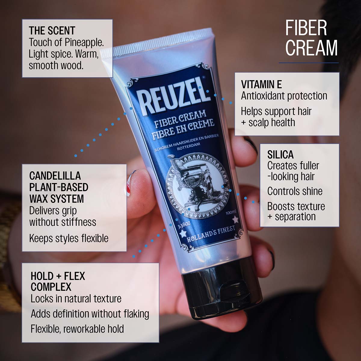 Reuzel Fiber Cream 100ml - Pliable Hold with a Natural Finish