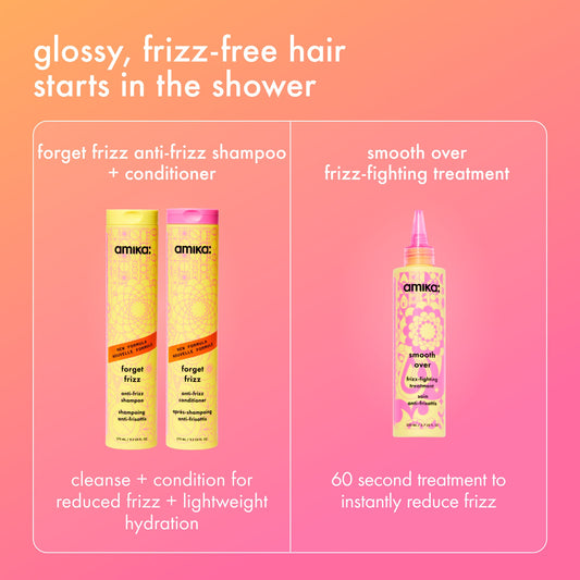 Amika Forget Frizz shampoo and conditioner in-shower routine, 275 ml