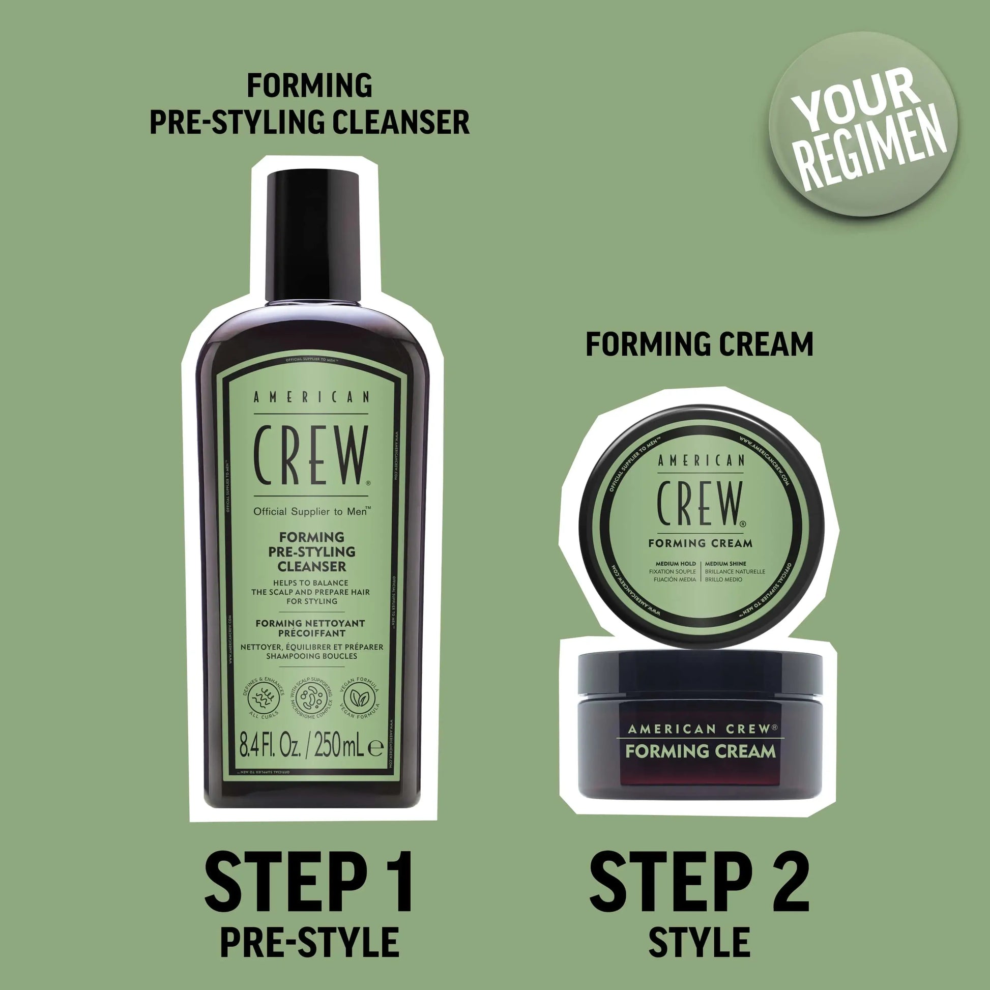 Forming Cream Pre-Styling Shampoo styling steps