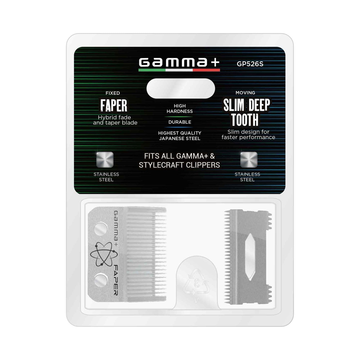 Gamma+ Stainless Steel Faper Clipper Blade & Slim Deep Tooth Cutter – Professional