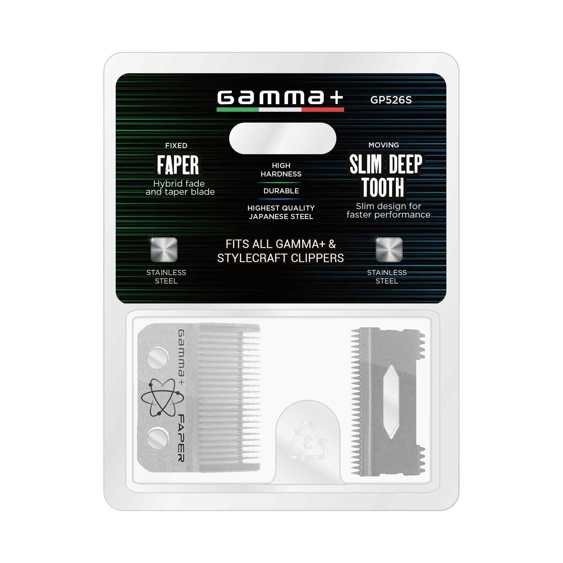Gamma+ Stainless Steel Faper Clipper Blade & Slim Deep Tooth Cutter – Professional