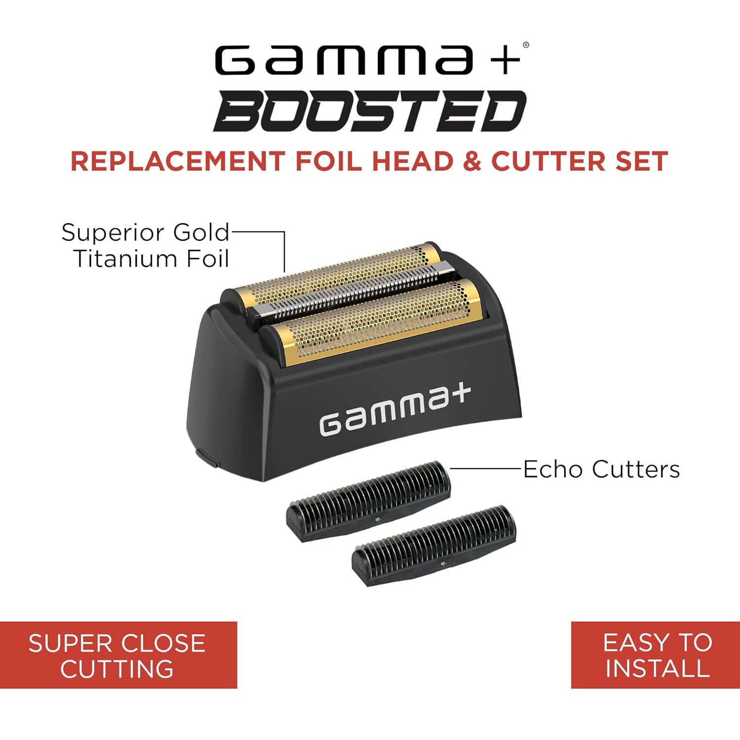 Gamma+ Gold Titanium Foil Head & Stainless Steel Echo Cutters for the Boosted Shaver – Professional