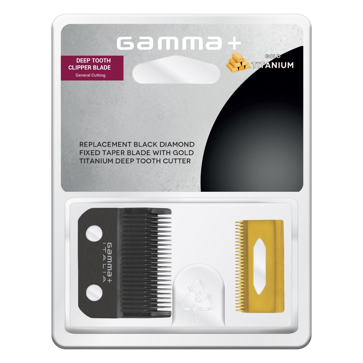Gamma+ Black DLC Taper Clipper Blade & Gold Titanium Deep Tooth Cutter – Professional