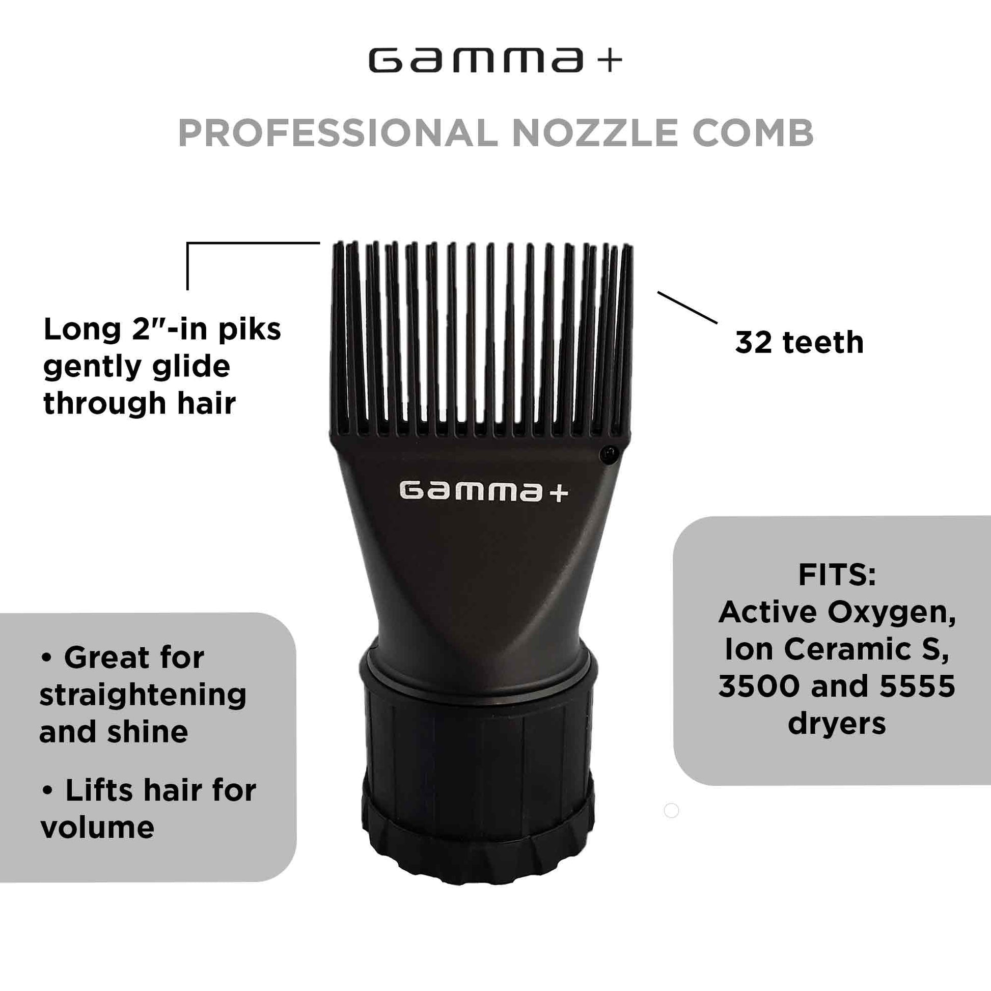 Gamma+ Professional Hair Dryer Nozzle Comb Attachment – Professional