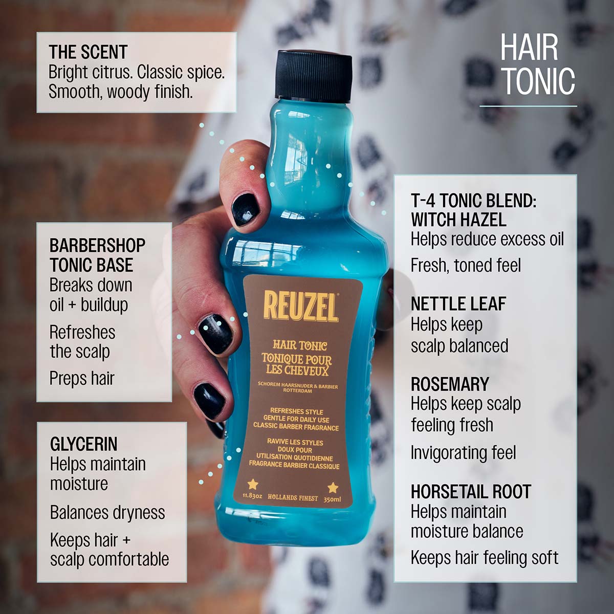 Reuzel Hair Tonic - Oil-Free Formula for All-Day Hold and Shine
