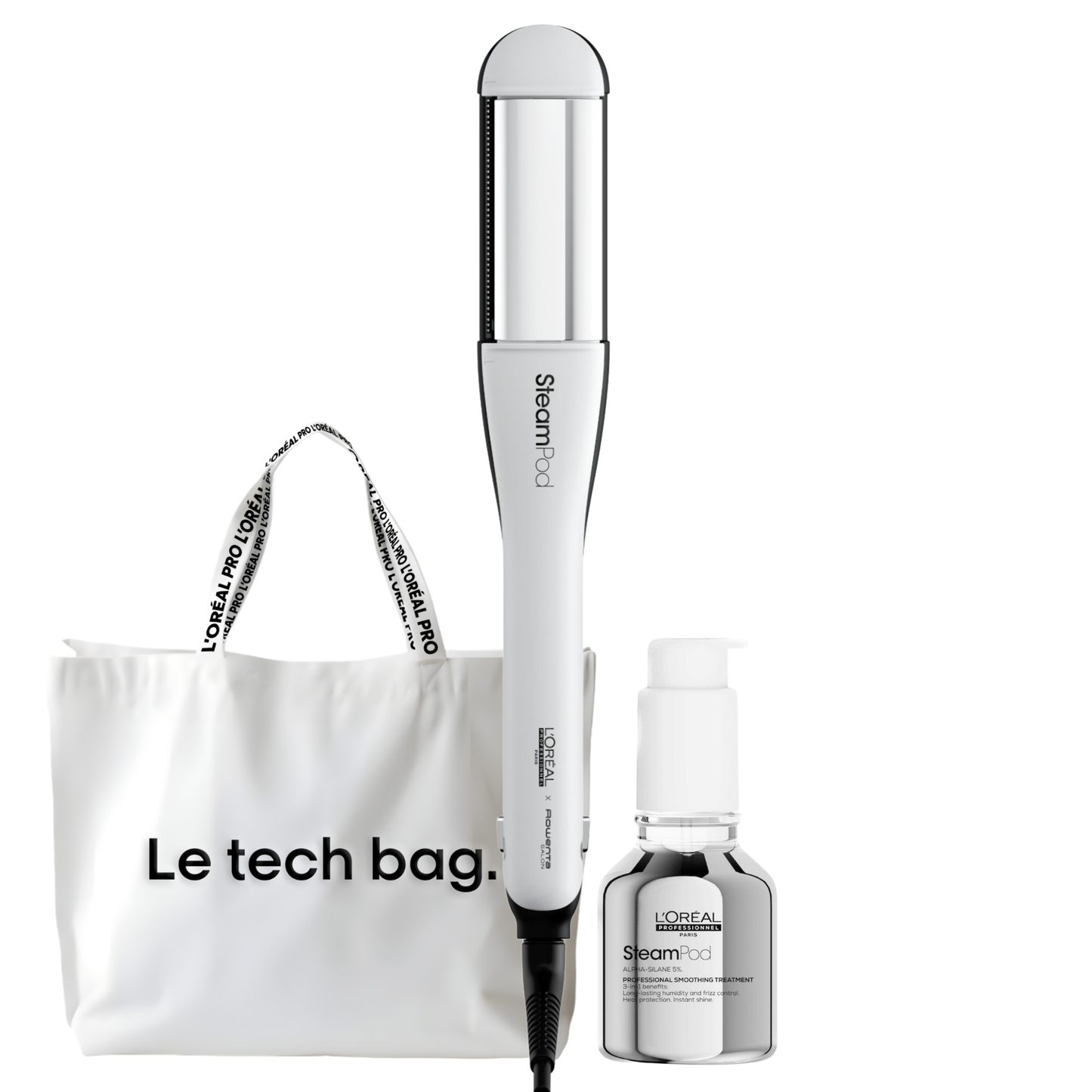 L'Or√©al. Ensemble Steampod 4.0, S√©rum et Tech Bag