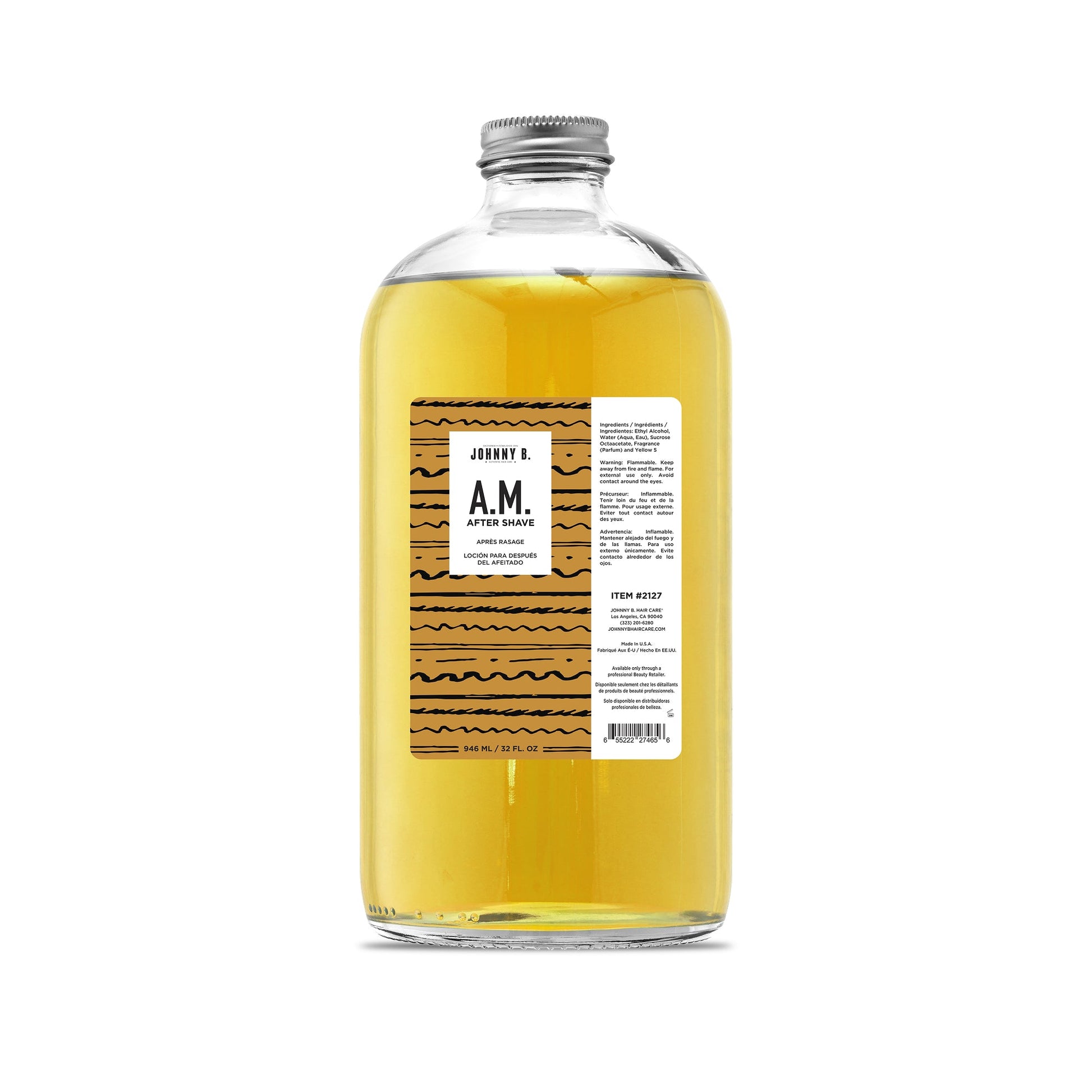 Johnny B After Shave A.m — current 32 oz glass bottle, front label, white background