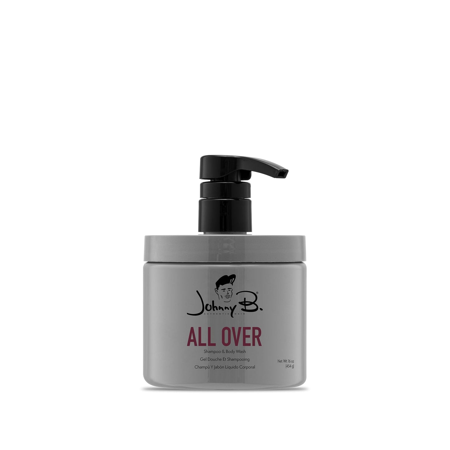 Johnny B All Over Shampoo & Body Wash — 16 oz pump bottle, front label, white background
