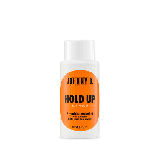 Johnny B Hold Up Hair Powder — product pack, current Johnny B livery