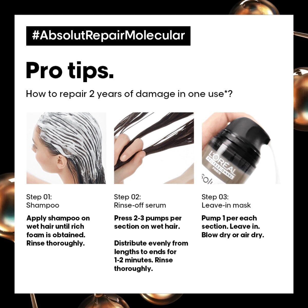 L’Oréal Professionnel Absolut Repair Molecular Duo – Shampoo & Rinse-Off Serum for Deep Hair Repair