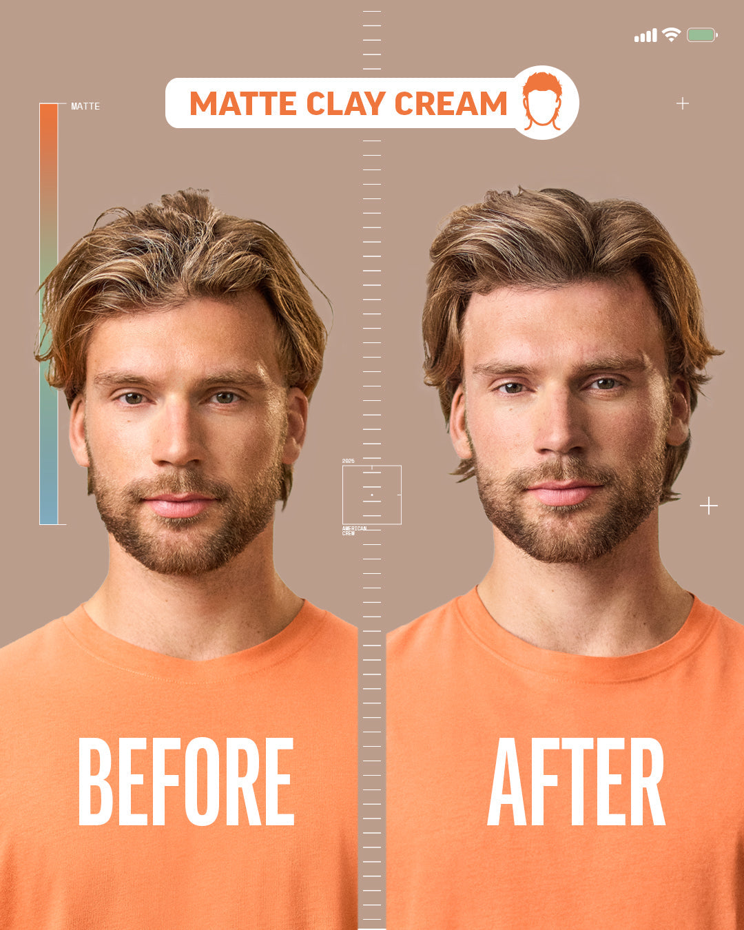 American Crew Matte Clay Cream before and after styling result