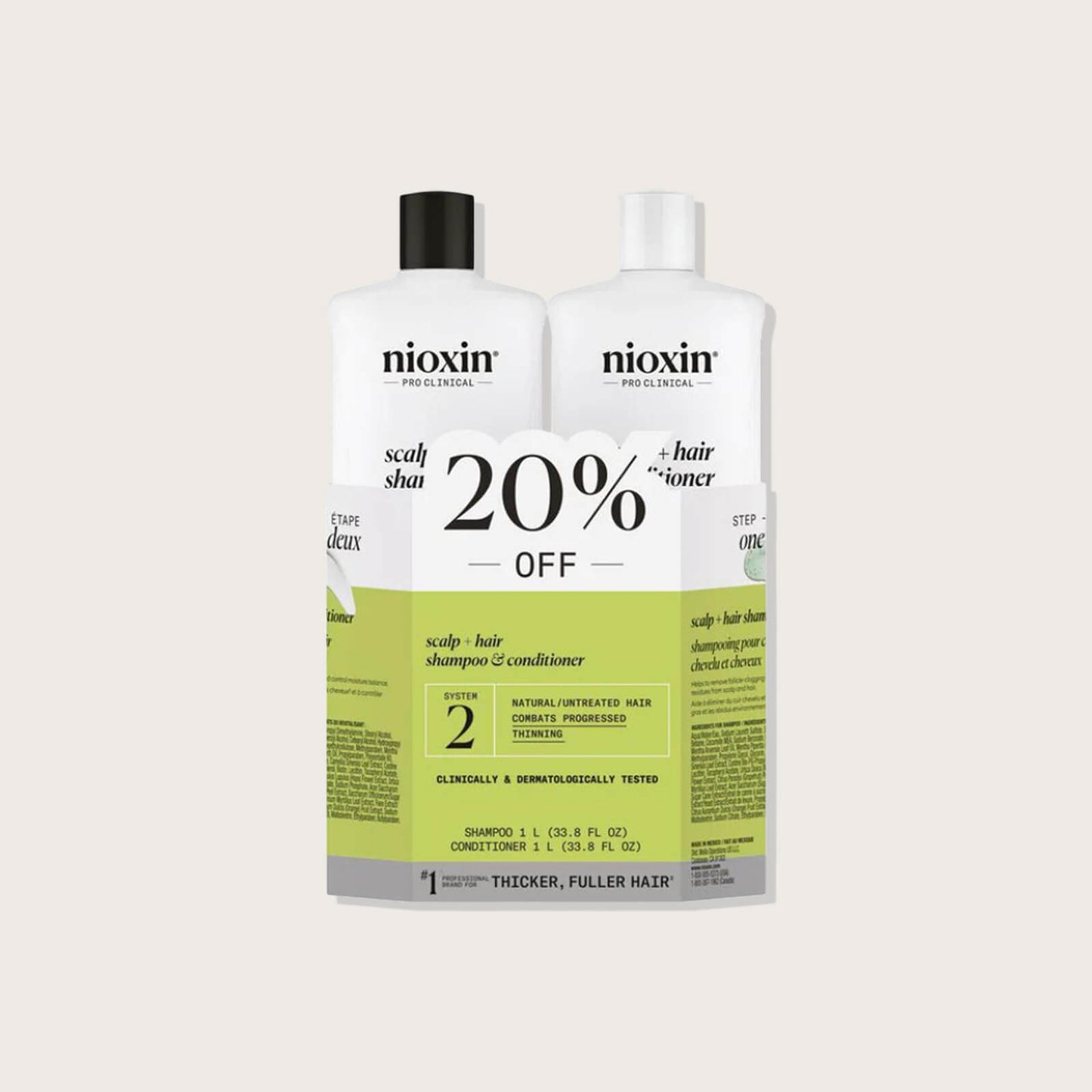 Nioxin System 2 Shampoo & Conditioner Duo – Cleanse and Condition for Progressed Thinning