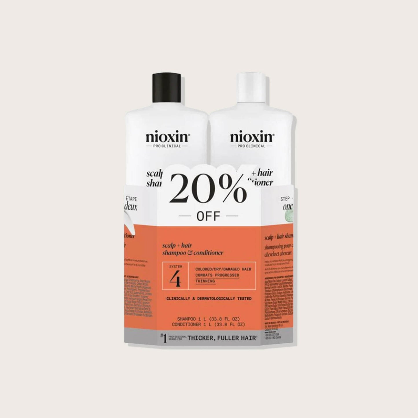 Nioxin Système 4 – Duo shampooing et revitalisant pour cheveux colorés, stade avancé