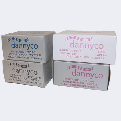 Dannyco Perm End Papers – 1,000-Sheet Dispenser Box / Papiers pointes Dannyco pour permanente – boîte distributrice de 1 000