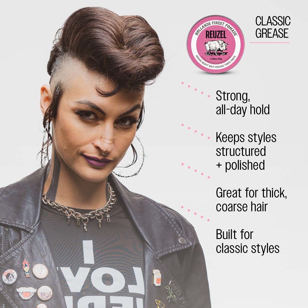 Reuzel Grease Pink Heavy Hold Pomade for Ultimate Style Control