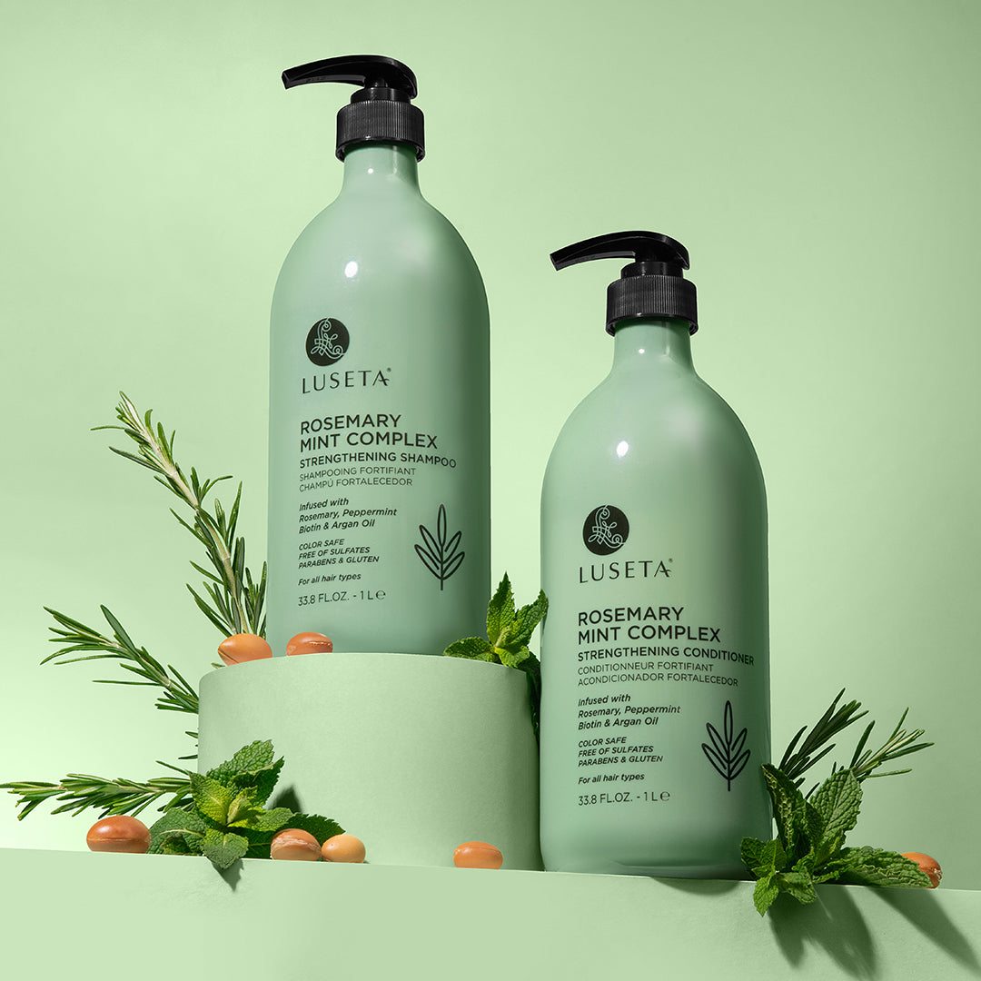 Luseta Beauty Rosemary Mint Complex Shampoo & Conditioner Duo - matching 33.8 fl oz / 1 L shampoo and conditioner pair