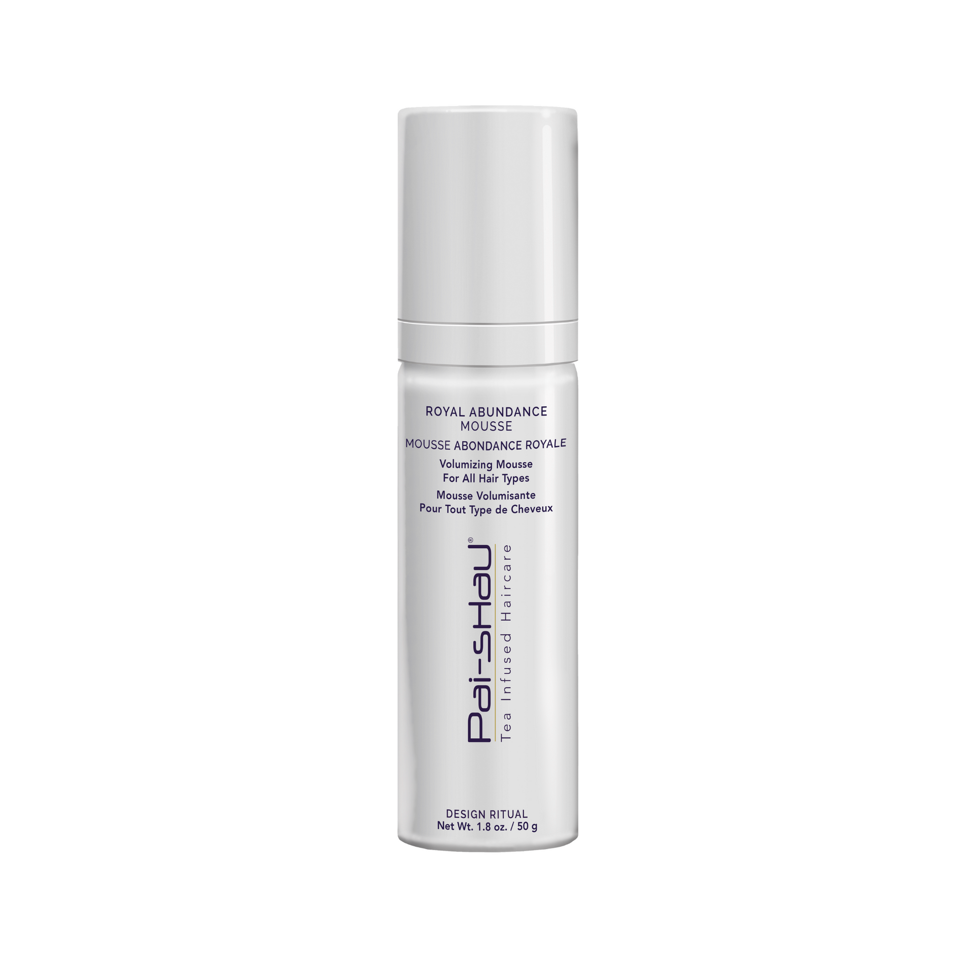Pai-Shau Volumizing Mousse — current-livery white 50 g travel mousse can, front label, plain white background
