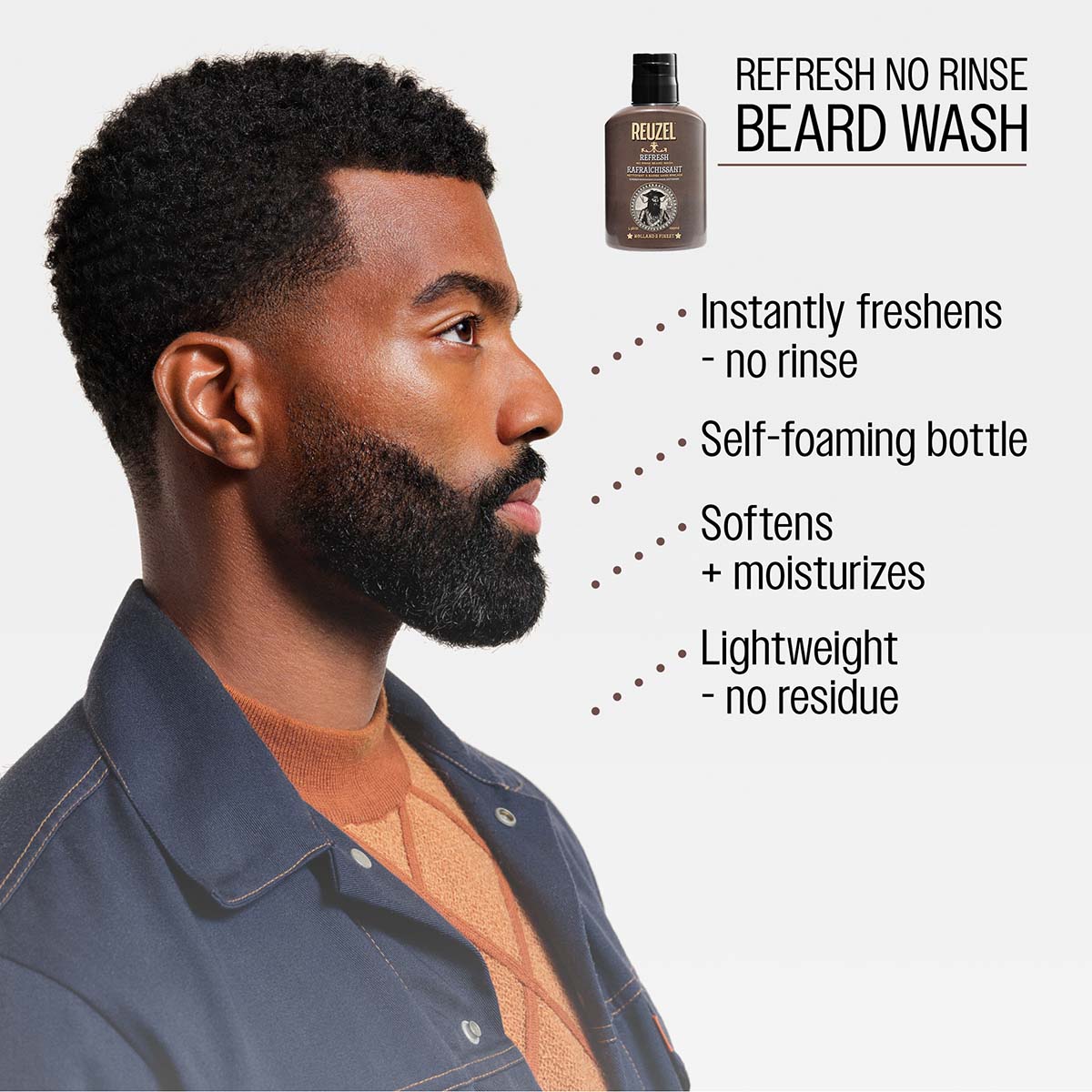Reuzel REFRESH No Rinse Beard Wash 100ml - Clean Without Water