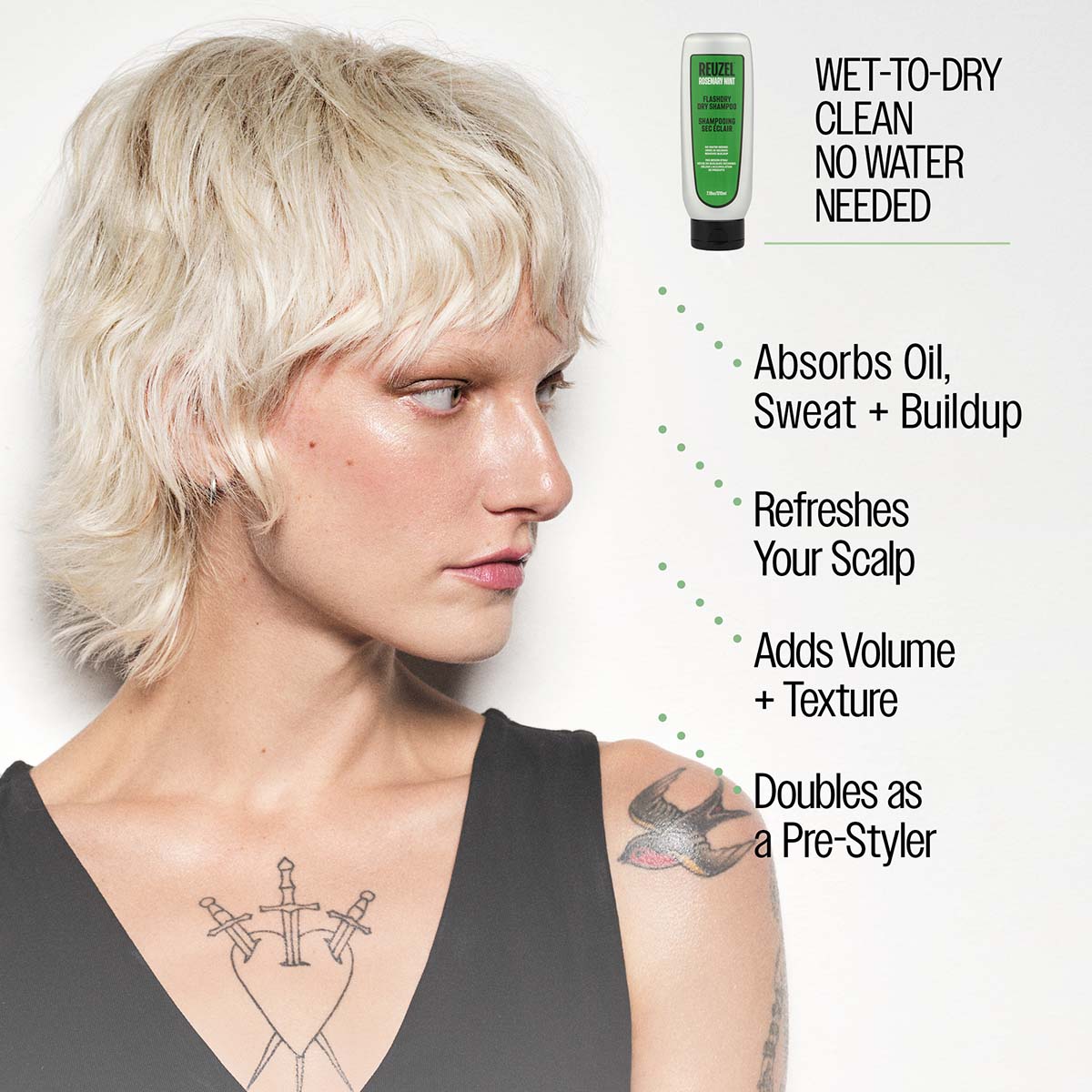 Reuzel FLASHDRY Dry Shampoo 210ml - Instant Oil Absorption