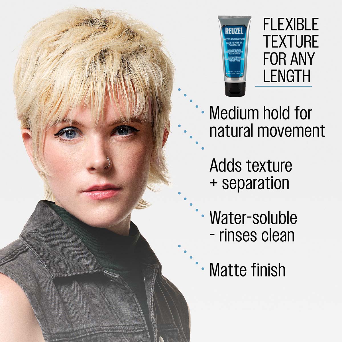 Reuzel Matte Styling Paste 100ml - Medium Hold, No Shine