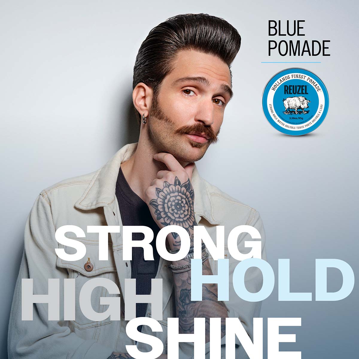 Reuzel Blue Pomade - Strong Hold, High Shine for Ultimate Style