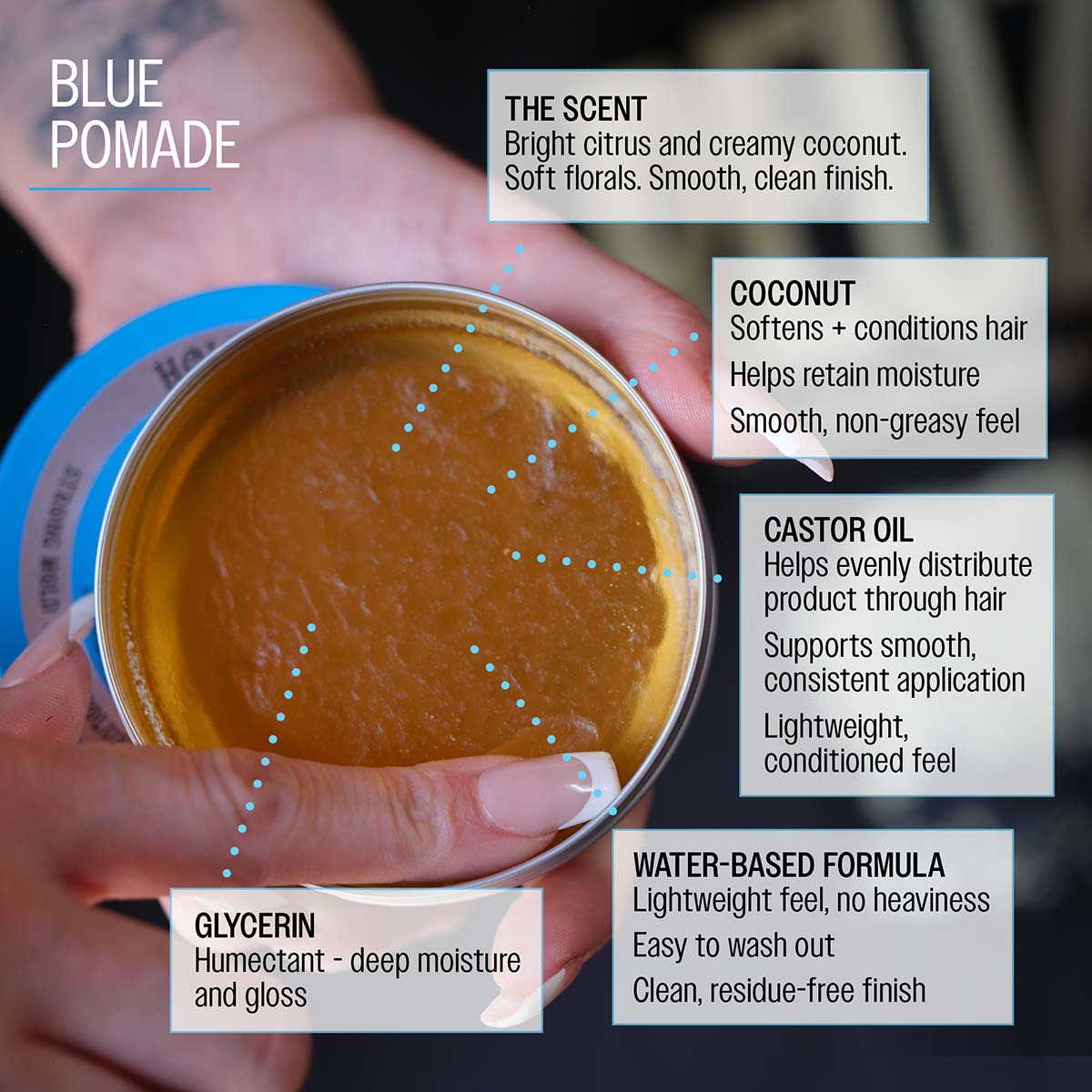 Reuzel Blue Pomade - Strong Hold, High Shine for Ultimate Style