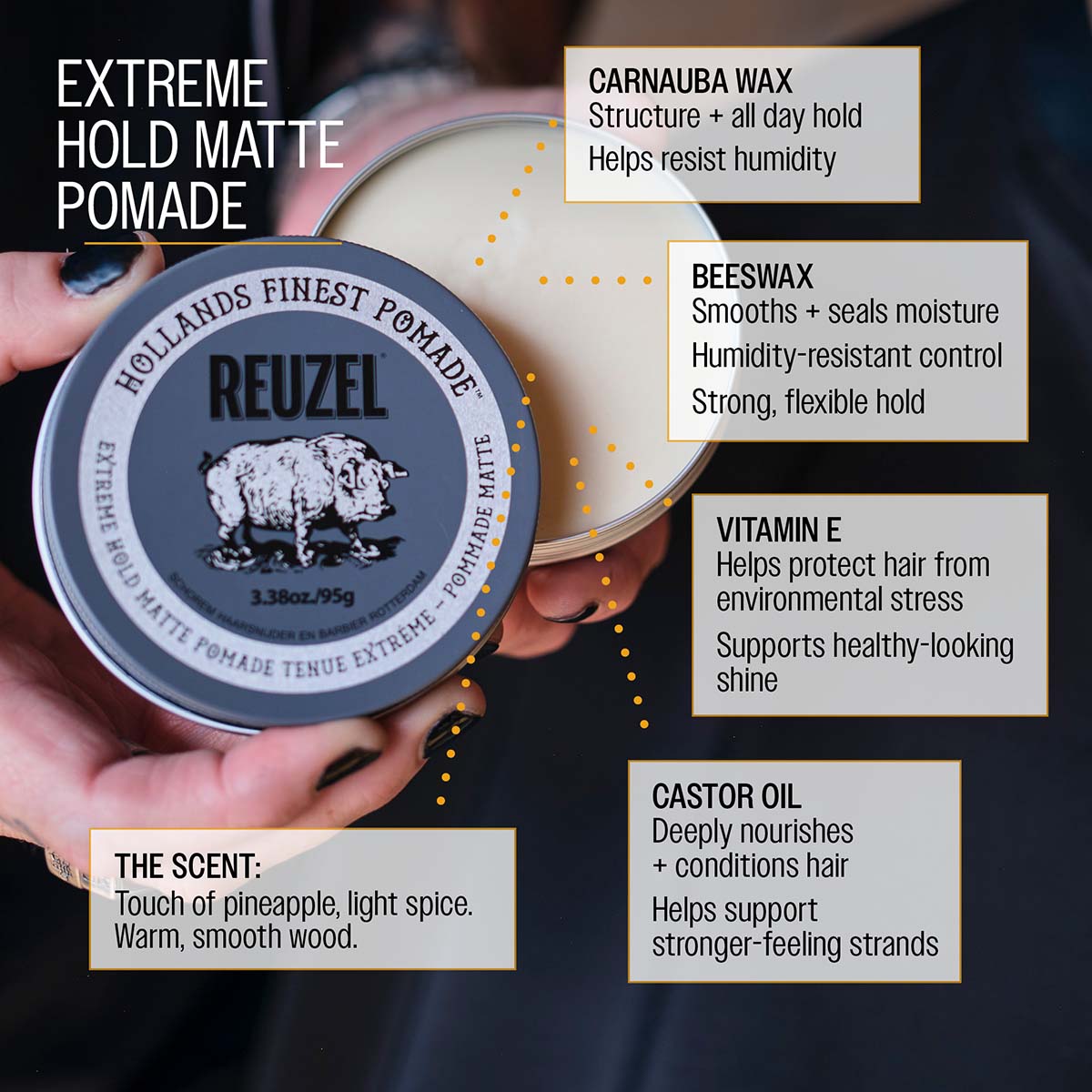 Reuzel Extreme Hold Matte Pomade - Strong Hold & Matte Finish