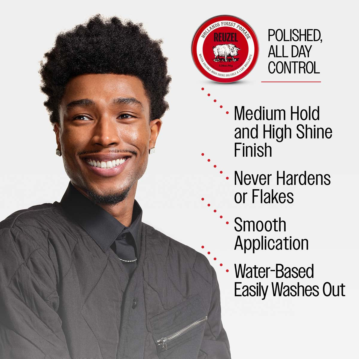 Reuzel Red High Sheen Pomade - Water Soluble with High Shine