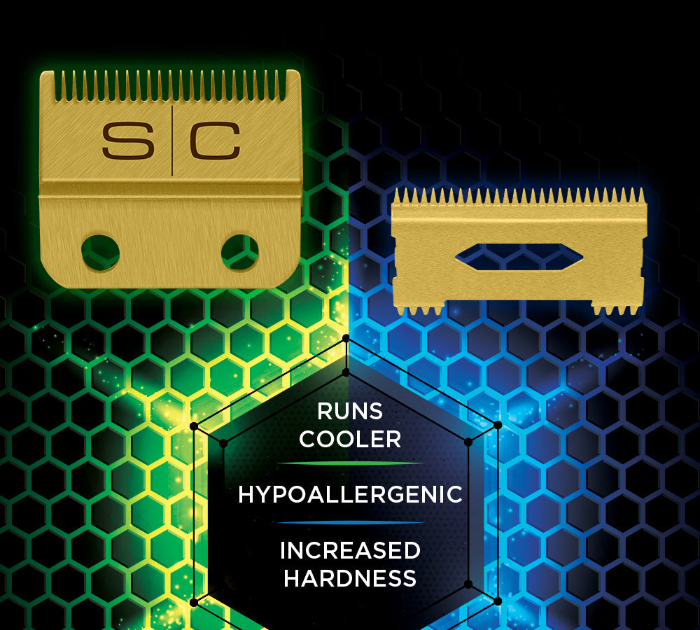 StyleCraft Gold Titanium Fade Clipper Blade & Slim Deep Tooth Cutter – Professional
