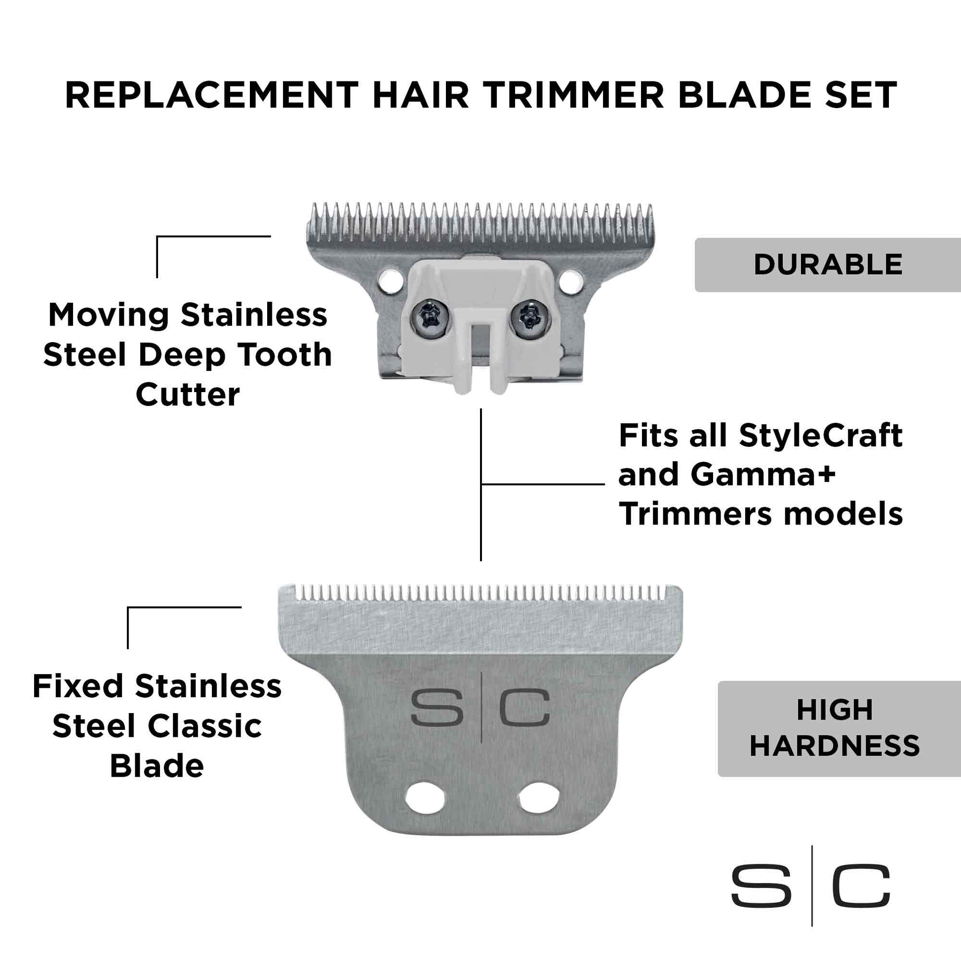 StyleCraft Stainless Steel Classic Trimmer Blade & Deep Tooth Cutter – Professional