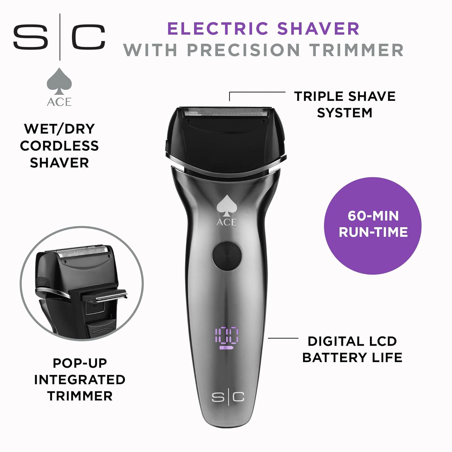 StyleCraft Ace Waterproof Triple Foil Shaver – Professional