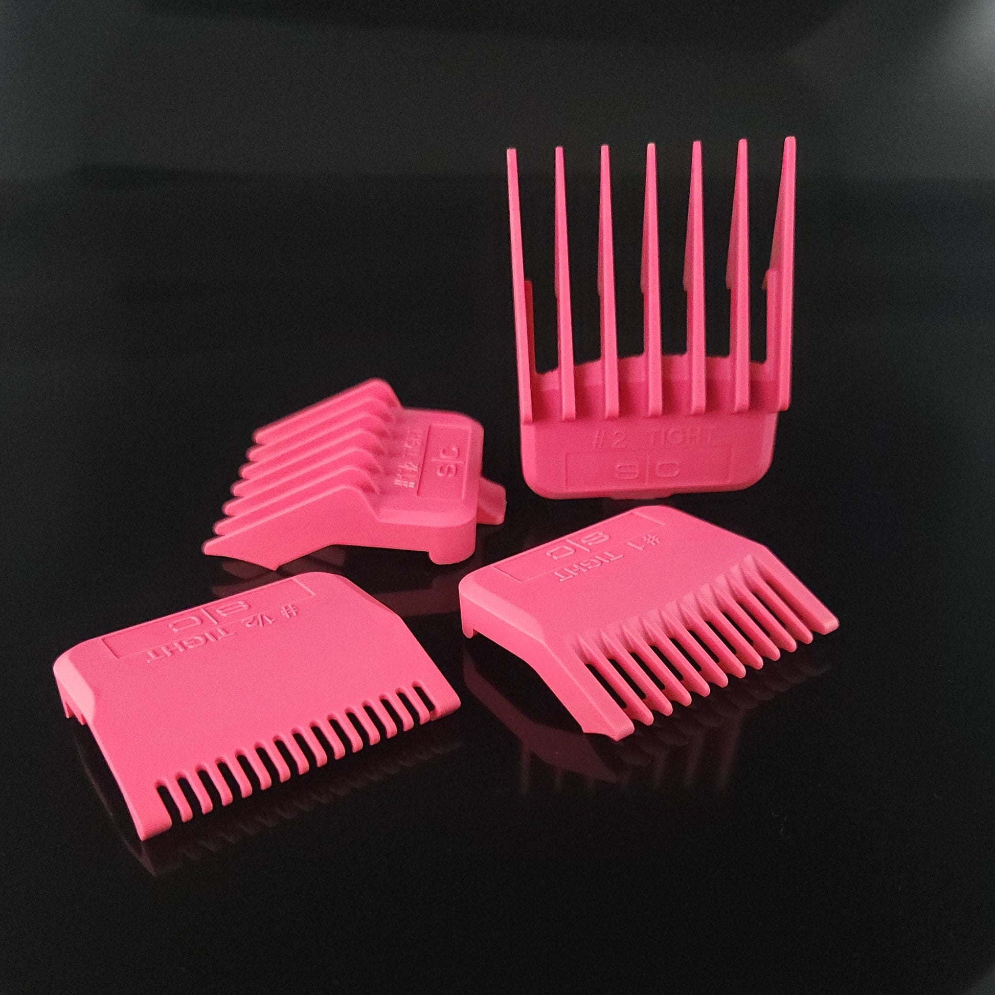 StyleCraft Tight Guards - Barber Hairstylist Dub Neodymium Plastic, 4 Assorted Sizes – Pink