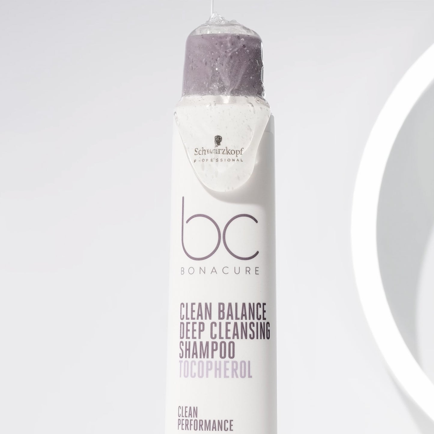 Bonacure Clean Balance Deep Cleansing Shampoo — bottle close-up with foam, official brand flat lay