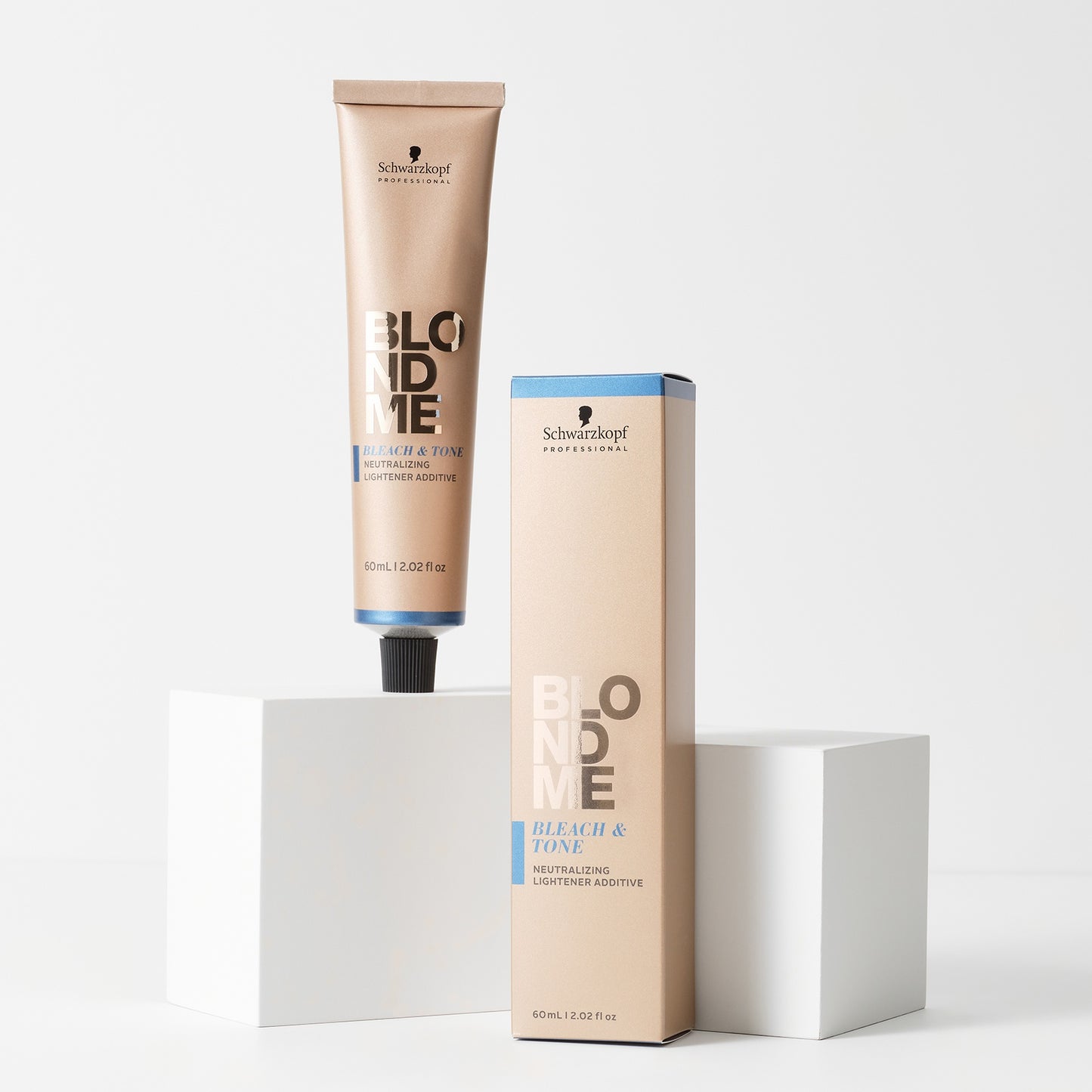 BLONDME Bleach & Tone Additives — Bleach & Tone additive 60 ml tube with carton on white plinth, official packshot