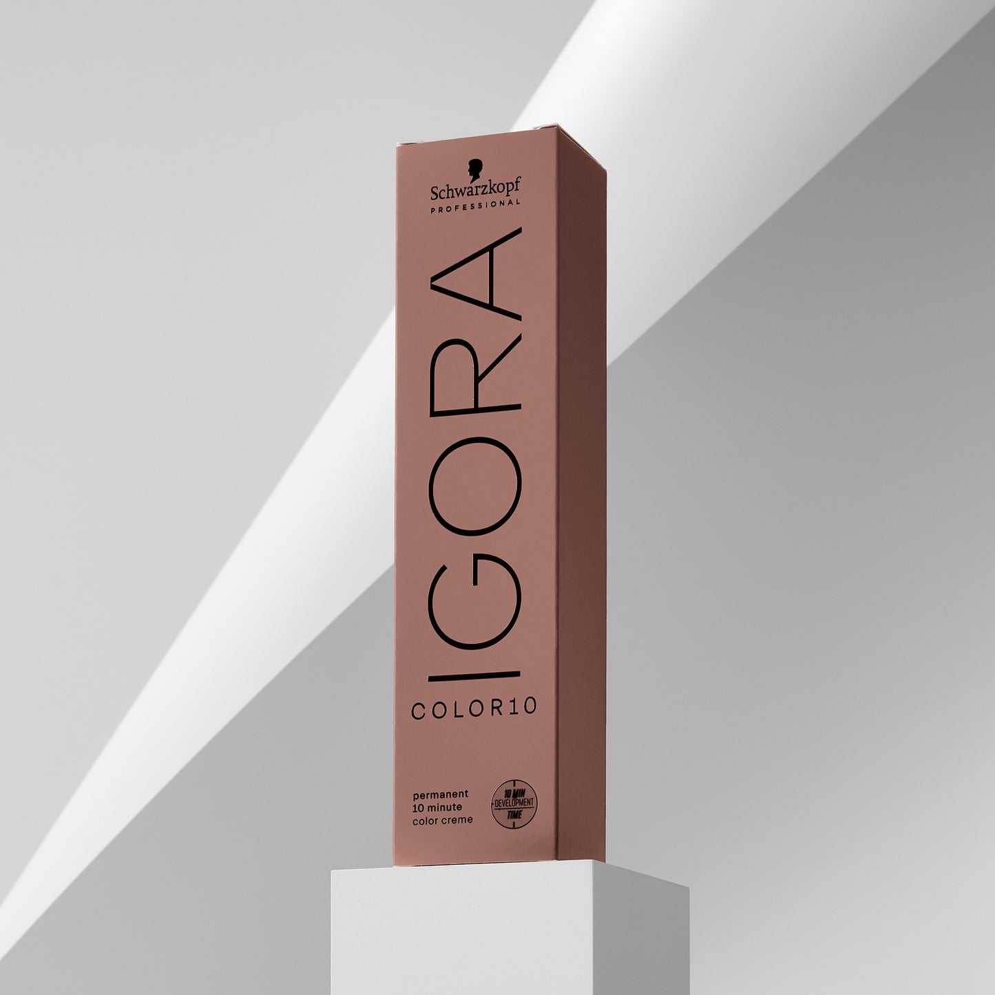 Schwarzkopf IGORA COLOR10 SpeedLift Permanent Color Crème — COLOR10 carton standing on a plinth, front panel