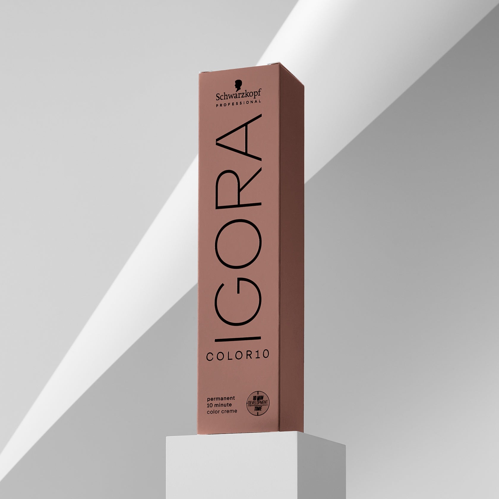 Schwarzkopf IGORA COLOR10 SpeedLift Permanent Color Crème — COLOR10 carton standing on a plinth, front panel