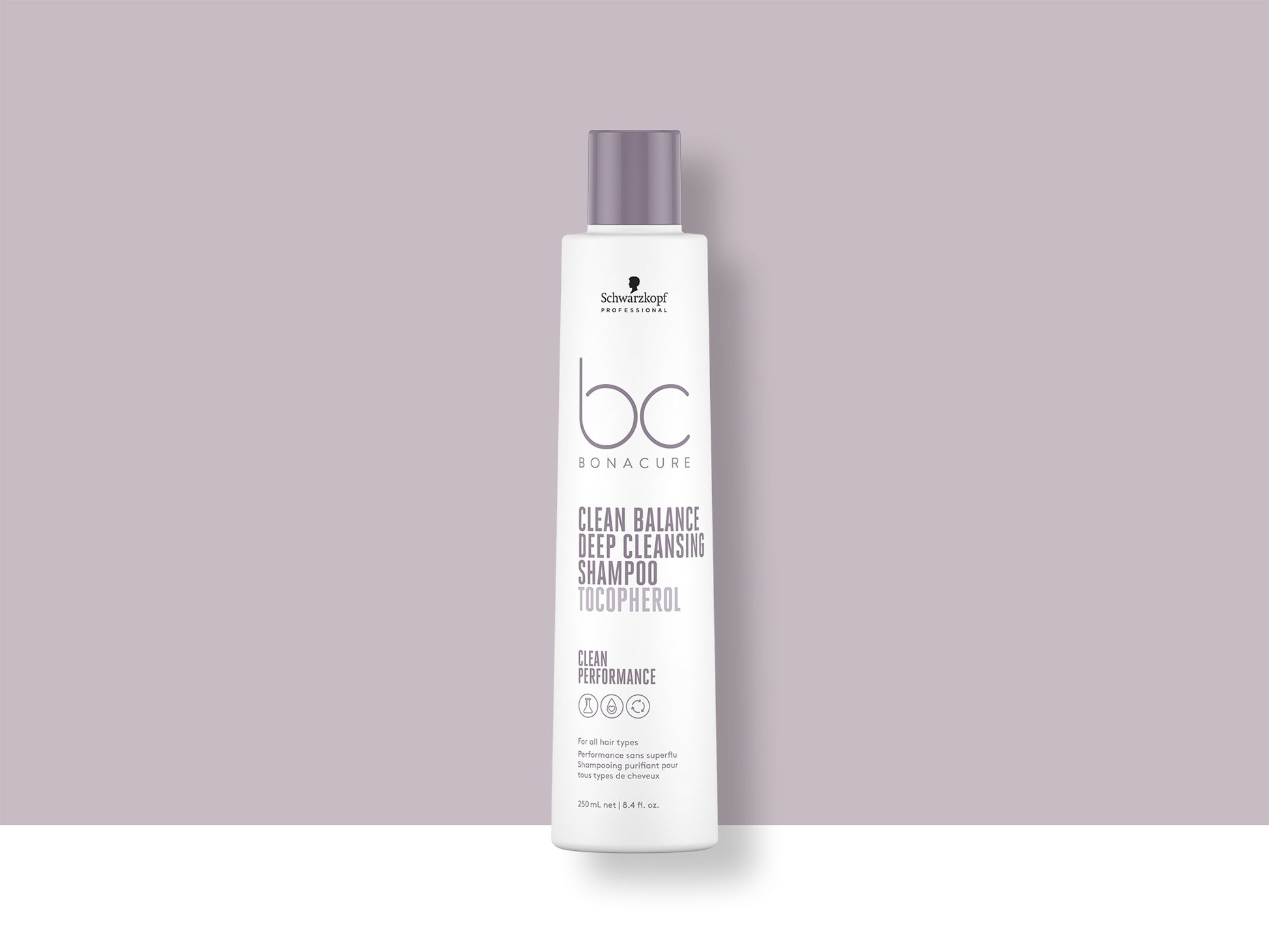 Bonacure Clean Balance Deep Cleansing Shampoo — 250 ml bottle Tocopherol, 2021 Clean Performance livery, official brand tile