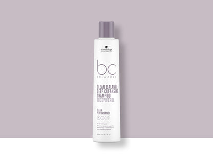 Bonacure Clean Balance Deep Cleansing Shampoo — 250 ml bottle Tocopherol, 2021 Clean Performance livery, official brand tile