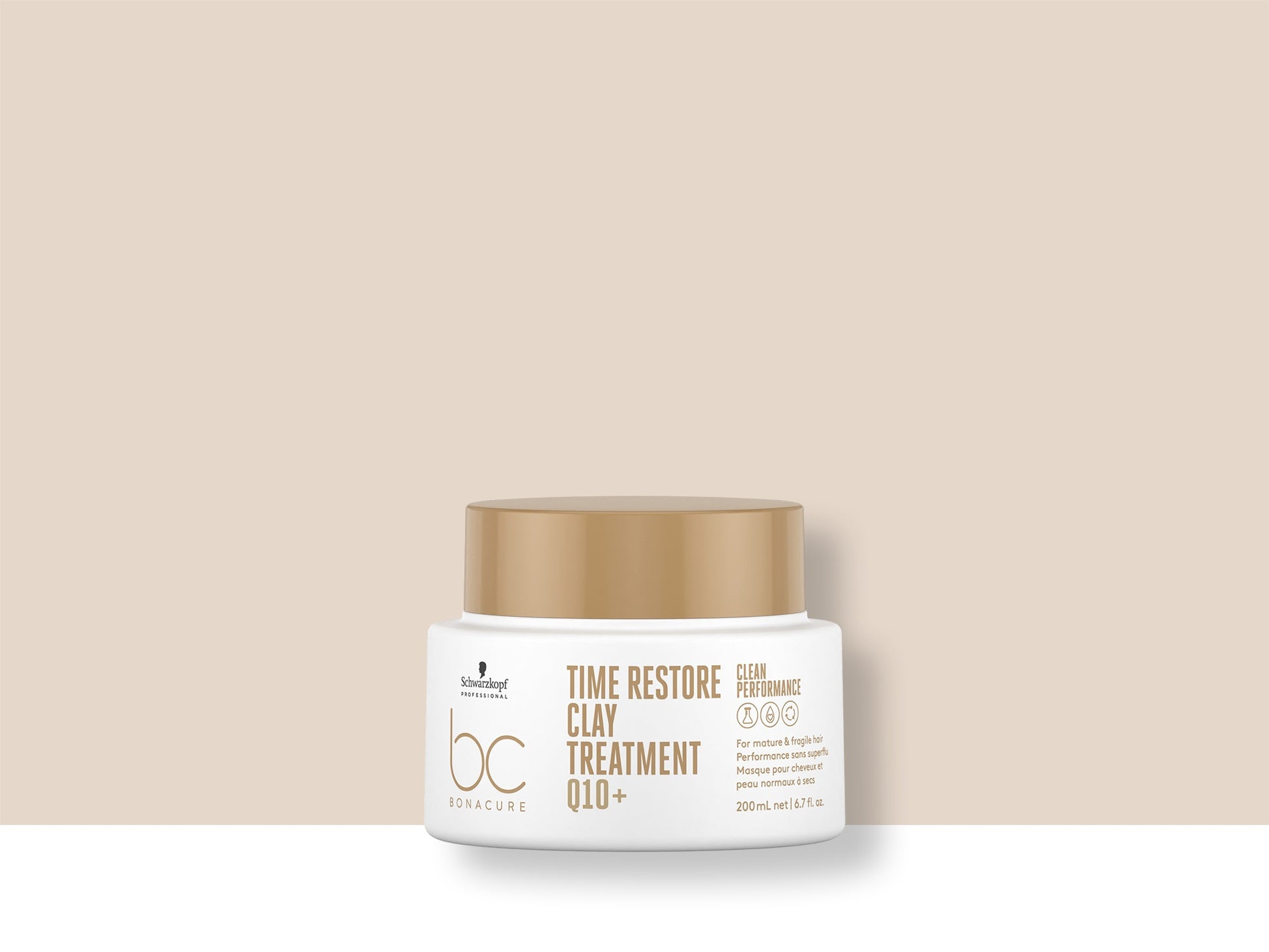 Bonacure Time Restore Clay Treatment — Clay Treatment 200 ml jar Q10+, 2021 Clean Performance livery, official brand tile