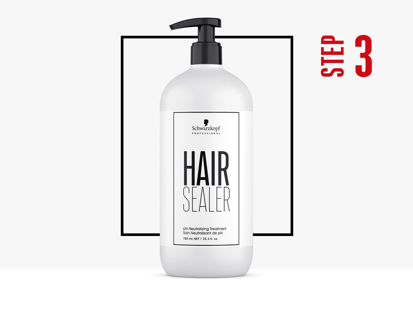 Schwarzkopf Hair Sealer pH-Neutralizing Treatment — 750 mL pump bottle shown as Step 3 of the Schwarzkopf Colour Enablers in-salon system, front label, plain background