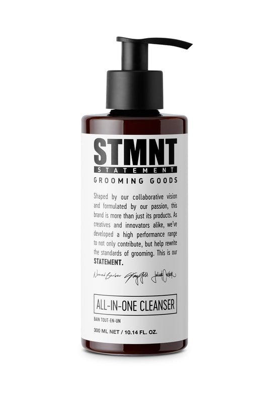 STMNT All-In-One Cleanser 300ml — 300 ml pump bottle, front label, official packshot