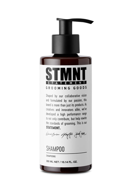 STMNT Shampoo 300ml — 300 ml pump bottle, front label, official packshot