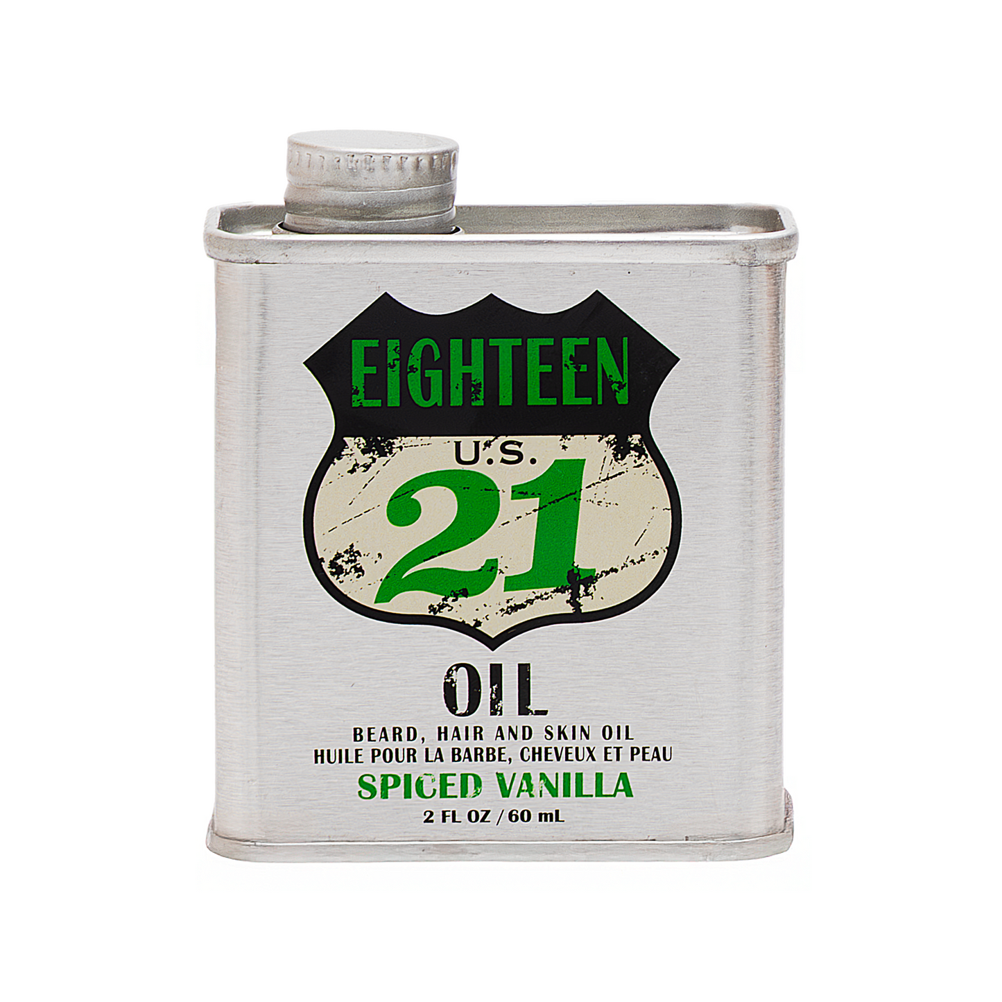 18.21 Man Made Beard, Hair & Skin Oil — Spiced Vanilla 2 oz tin, official packshot
