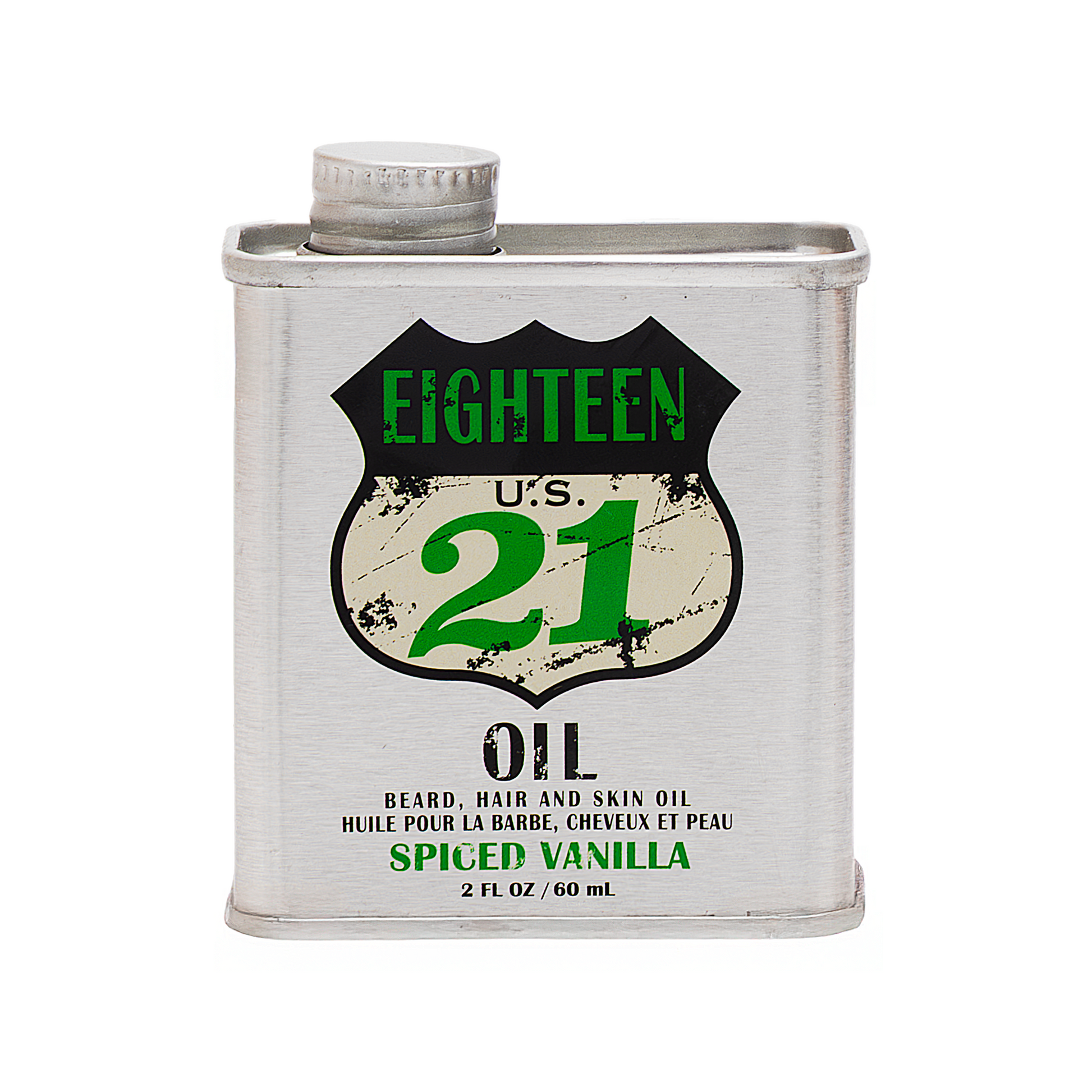 18.21 Man Made Beard, Hair & Skin Oil — Spiced Vanilla 2 oz tin, official packshot