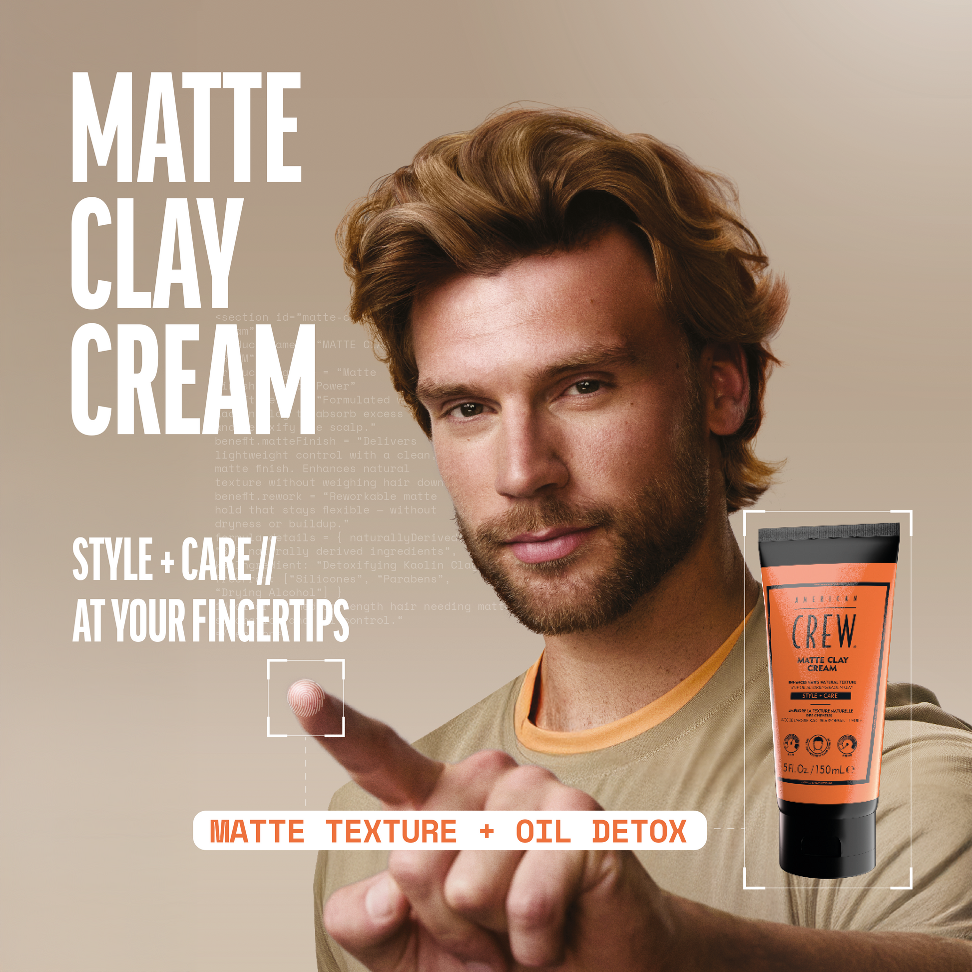 American Crew Matte Clay Cream styled on model