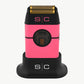 Color: pink; Instinct Metal Professional Double Foil Shaver with a gold-toned blade, shown upright on a matching black charging dock against a white background. The brand 's|c' is visible on both the shaver and the dock.