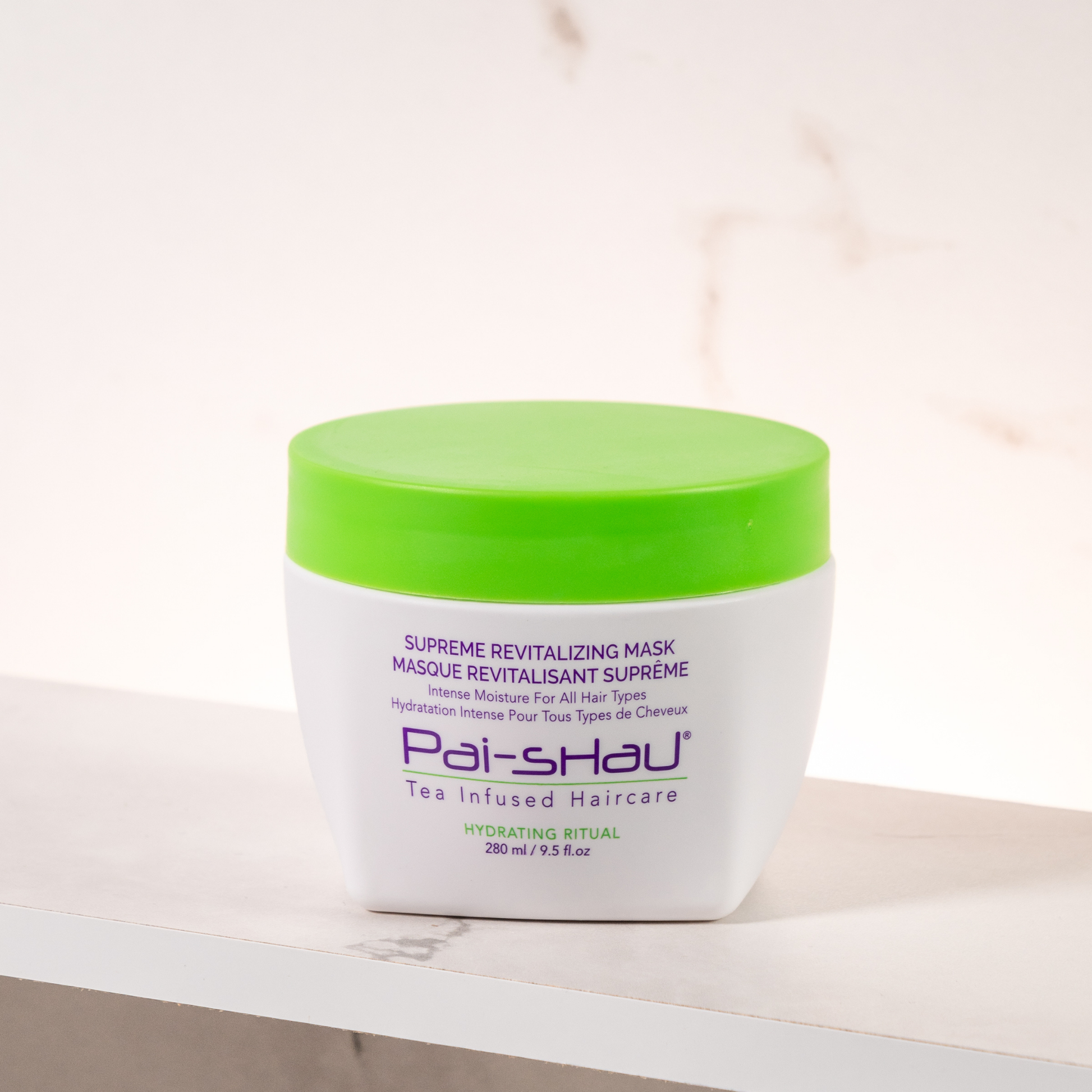 Pai-Shau - Supreme Revitalizing Mask — new-livery white 280 ml jar on a marble ledge