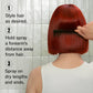 Wella Professionals Ultimate Color — The back of a model's head, they have short, red hair. Text overlay reads "1. Style hair as desired. 2. Hold spray a forearm's distance away from hair. 3. Spray on dry lengths and ends."