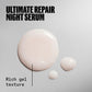 Wella Professionals Ultimate Repair — 3 drops of Ultimate Repair Night Serum. Text reads Rich gel texture.